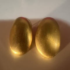 Vintage Signed Anne Klein Brushed Satin Gold Tone Oval Pierced Earrings