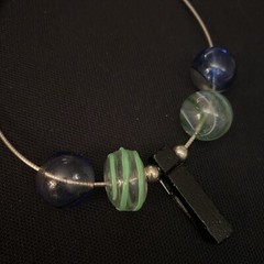 STUDIO ARTISAN HAND MADE ESTATE STERLING SILVER & HAND BLOWN GLASS NECKLACE 16”