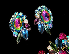 Juliana Rhinestone BRACELET BROOCH EARRING SET Book Pcs Watermelon Vitrail Rare