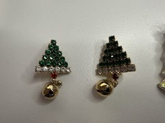 Vintage Christmas Brooch Pin Lot of 6 Rhinestone Christmas Tree AAI and More