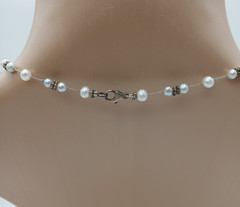 925 Freshwater Pearl Necklace 17in Sterling Silver Hand Knotted Spacers Station