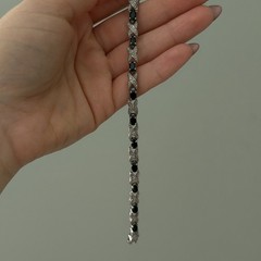 Vintage 925 Sterling Silver Genuine Sapphire & Diamond XO Tennis Bracelet 7″