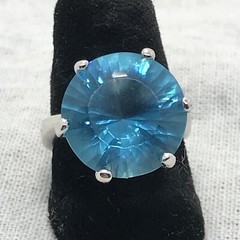 Vintage Signed LL 925 Sterling Silver Large Blue Rhinestone Ring Varied sizes