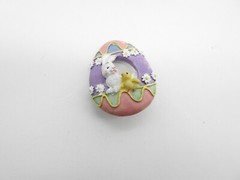 Pink Green Blue Purple White Yellow Resin Easter Bunny Chick Egg Brooch Vintage