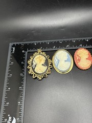 Vintage Cameo Brooch Pin Pendant Lot Of 6 One Carve Shell Lady In Profile