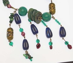 Vintage Roxsann Necklace Natural Carved Turquoise Egyptian Scarab Boho Runway
