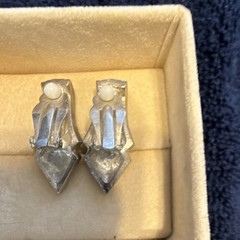 Vintage Silver Tone Rhinestone Pavé Clip-On Dangle Drop Earrings Round Clear