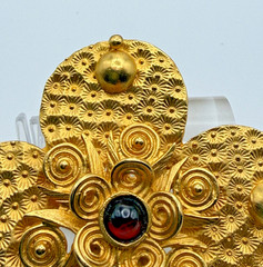 Vintage Signed European Modernist Brooch Pendant Gilt Brass Lovely Gold Tone