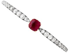 Antique 2.90Ct Ruby and 4.12Ct Diamond, 18k Rose Gold Bangle Circa 1890