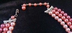Vintage Pink Ombre Three strand Faux Pearl Necklace