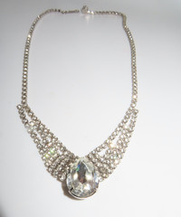 Vintage Signed Eisenberg Ice Crystal Rhinestone Necklace 16″