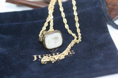 1890s Seal Pendant Roman Greek Emperor Intaglio Solid 10K Gold 3 MM Necklace 18″