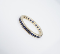 Vintage Sapphire Eternity Band Ring 14k Yellow Gold Size 6.25 2.5mm RG4209