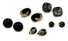 CELEBRITY BLACK GOLD SILVER RHINESTONE ENAMEL POST CLIP ON EARRINGS MCM LOT 20