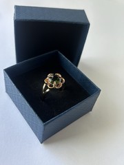 Vintage Green Cubic Zirconia Ring Gold Plated Womens Size 8