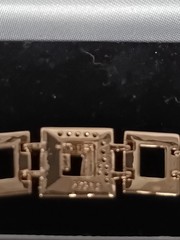 Vintage 1990-s Rolled Gold Zircons Bracelet- Hallmarked 585 RG!!