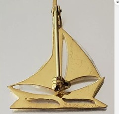Brass Sailboat 1 1/4″ Brooch w/ “Mother of Pearl” Sails, Compare on Etsy @ $85+
