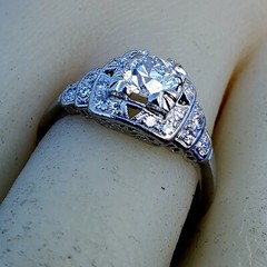 Original EARTH MINED DIAMOND Deco Engagement Ring Vintage PLATINUM Solitaire S 6