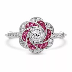 2Ct Art Deco Vintage Style Lab Created Diamond Engagement 14K White Gold FN Ring