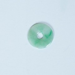 VTG Moss In Snow Variegated Jadeite Donut Pendant ~24mm diam, ~2.53g, no bale