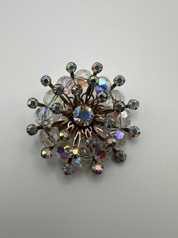 Vintage Rhinestone Brooch Sputnik Style Size: 4.5cm diameter BB5