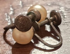 Vintage Marvella sterling silver faux pearl earrings