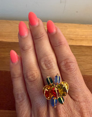 Vintage Cluster Ring Multi-Color Gold Tone