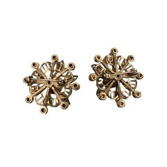 Rhinestone Faux Emerald Ruby Flower Gold Tone BROOCH Pin Vtg Jewelry Set Of 2