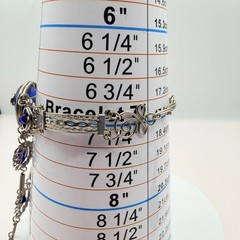 Vintage Silver Tone Slave Bracelet Ring Set Blue Cabochon Stone Boho Filigree