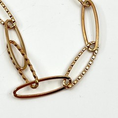 VTG Gold Tone Teardrop Floating Locket Necklace Crystal Accent Paperclip Chain