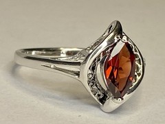 Vintage RJ Sterling Silver 1.00 Ct Marquise Cut Red Garnet Ring Size 10