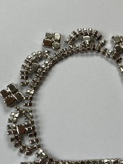 Vintage Elegant Draping Clear Rhinestone Silvertone Choker Necklace – 15.5 inche