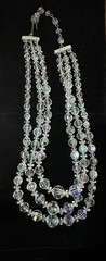 Vintage 1950s-1960s Aurora Borealis Necklace, Bracelet (choker?), & Earrings.