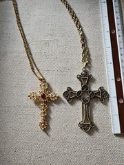 Vintage Avon Cross 3″ & Sarah Coventry Pendant Necklace Lot of 2