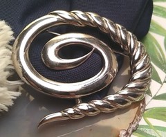 M JENT 2″ Designer Modern Style Textured Abstract Artistic Swirl Brooch Pin!