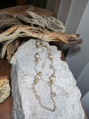 Vintage 925 Sterling SilverTwo tone Ball Rolo Chain Necklace 17g, 36″
