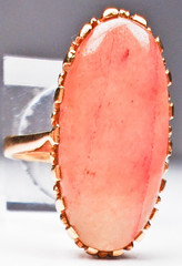 Antique 13/14K Gold Huge Strawberry Quartz Ring 21x11mm Oval Size 6.75 5.8 Grams
