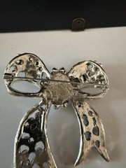 Bow Black Pearl Brooch Pin Pendant Rhinestone Jewelry Fashion Vintage Inspired