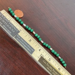 VTG Round Malachite Beads (No Clasp) Fresh Water Pearls Segment Bracelet 6-3/8”