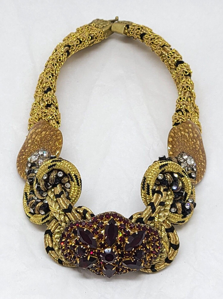 1995 ALEX & LEE © LOVE & PEACE cubic zirconia garnet 16″ Choker Necklace