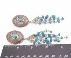 925 Sterling Silver Vintage Earrings SILVER CLOUD Dangling turquoise EG13186