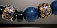 Estate Vintage Stunning Cloisonne Blue Sodalite Lava Bead Statement Necklace EUC