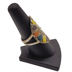 Southwestern Style Native Design Flower Blossom Vintage Silver Tone Ring 8.5