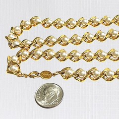 Vintage Napier Necklace Gold Tone Chain Imitation Pearl Intwined Classic 24″
