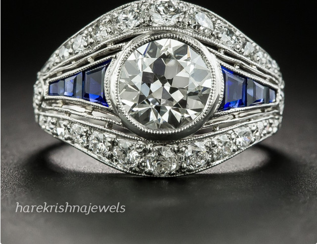 Art Deco Vintage 3.51CT Round Lab-Created Diamond 14K White Gold FN Antique Ring