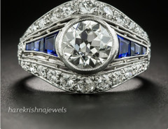 Art Deco Vintage 3.51CT Round Lab-Created Diamond 14K White Gold FN Antique Ring