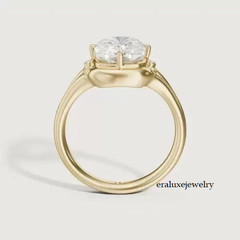 4.00Ct Cushion Cut Lab Created Solitaire Anniversary 14k Yellow Gold Finish Ring