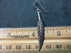 1.58g Vintage Sterling Silver 925 Long Feather Dangle Drop Earrings Boho M