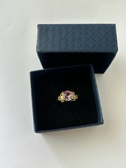 Vintage Pink Cubic Zirconia Ring Gold Plated Womens Size 6.5