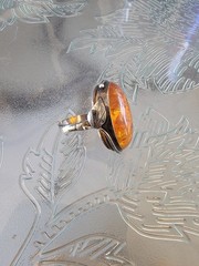 Vintage Sterling Silver Amber Ring/Earrings & Pendant Same Day Shipping Read
